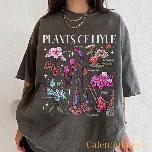 Plants of Liyue Tee, Floral Game Lover Tee, Wildflower Genshin T Shirt, Genshin Flower Shirt, Genshin Imapact Shirt, Comfort Colors Shirt