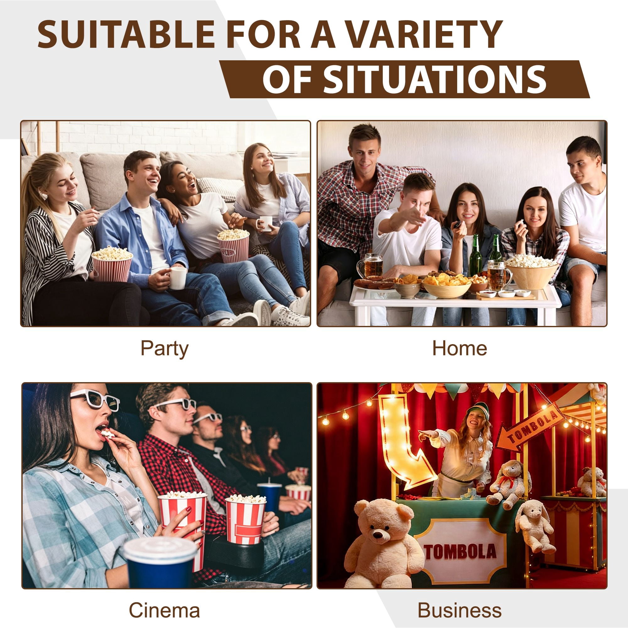 12oz Commercial Popcorn Machine with Cart, 3 Control Buttons Electric Popcorn Maker, Comes with 3 Candy Storage Boxes & 3 Plastic Spoons, Retro Popcorn Popper for Movie Theater Snack Bar