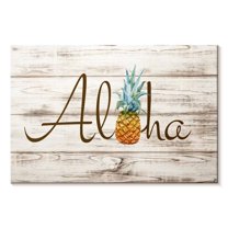 Elephant Stock Aloha Pineapple Wall Art - Horizontal Canvas Wall Art - Living Room Wall Decor - Food And Drink Canvas - Blue And Gray Decor - 48" x 32"