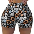 thumbnail image 2 of Balery Colorful Screws Pantalones cortos de entrenamiento estampados para mujer, sin costuras, ajustados, para gimnasio, yoga, correr, deportes, ejercicio activo, fitness.-Large, 2 of 8