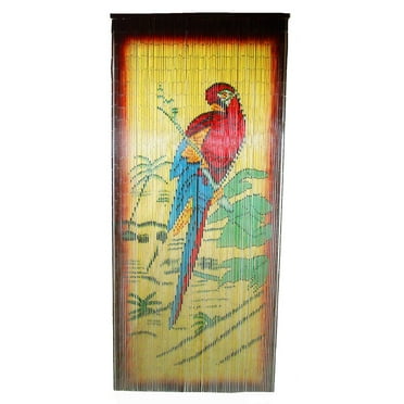 Bamboo54 Earthtone Florals Bamboo Beaded Curtain-Design:Parrot Scene