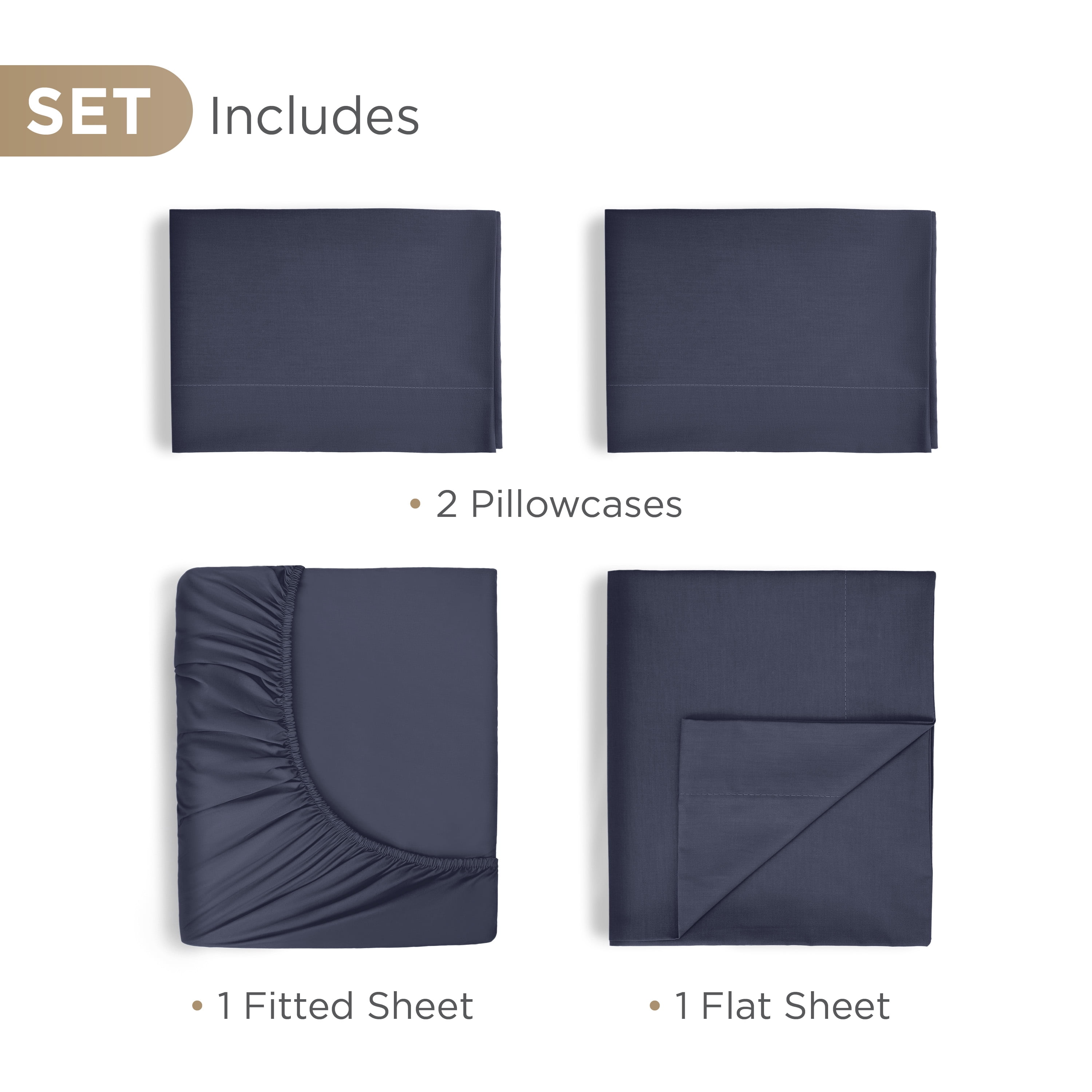 Martex 4-Piece King Sheet Set | 100% Supima Cotton 700TC Sateen | Blue Indigo