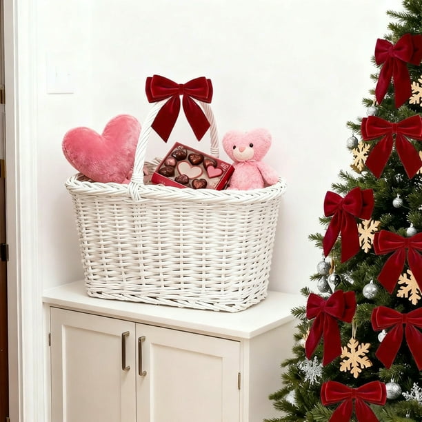 Adornos navideños con lazo de terciopelo, 12 unidades, para San Valentín, Navidad, ventanas, árboles de Navidad, Halloween, otoño, hogar, adornos navideños.