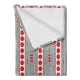 thumbnail image 2 of Modern Soft Flannel Fleece Throw Blanket, Vertical Black Stripes and Big and Small Circles Minimal Lattice Grid, Cozy Plush for Indoor and Outdoor Use, 50" x 60", Vermilion Black White, by Ambesonne, 2 of 5