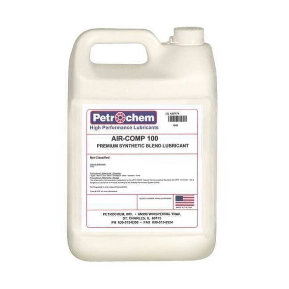 Petrochem Compressor Oil,1 gal.,Jug,Synthetic Oil AIR-COMP 100-001