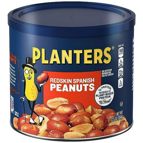 PLANTERS Redskin Spanish Peanuts, Roasted Salted Peanuts, Plant Based Protein 12.5 Ounce (Pack of 6) YUN14 YUN14