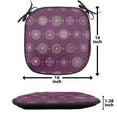thumbnail image 5 of Oriental Chair Seating Cushion Set of 4, Pattern with Abstract Nostalgic Flourish Floral Ornament Print, Seat Pads for Office with Anti-slip Backing, 16"x16", Plum and Multicolor, by Ambesonne, 5 of 7