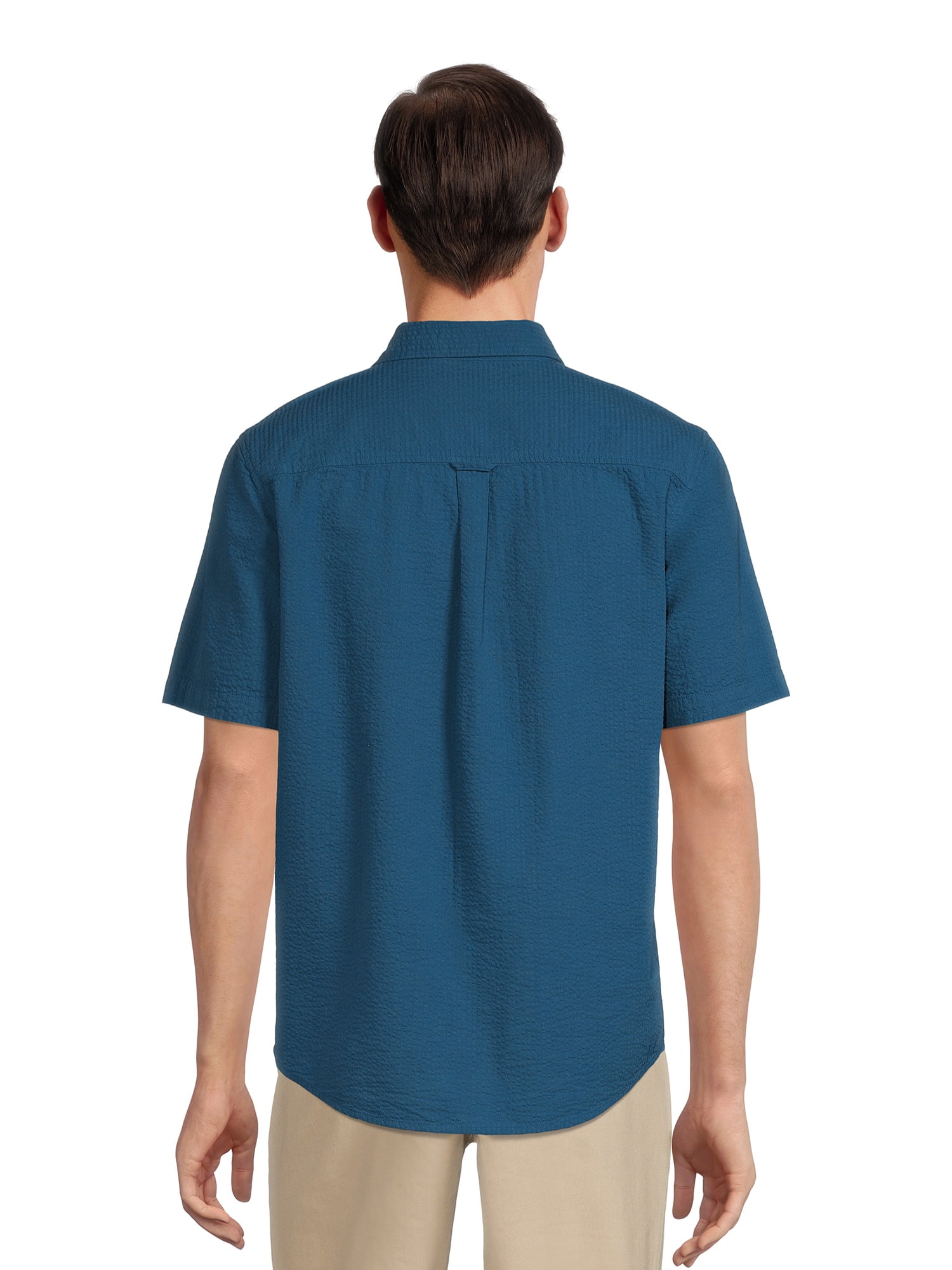 George Men's Seersucker Button Up Shirt with Short Sleeves