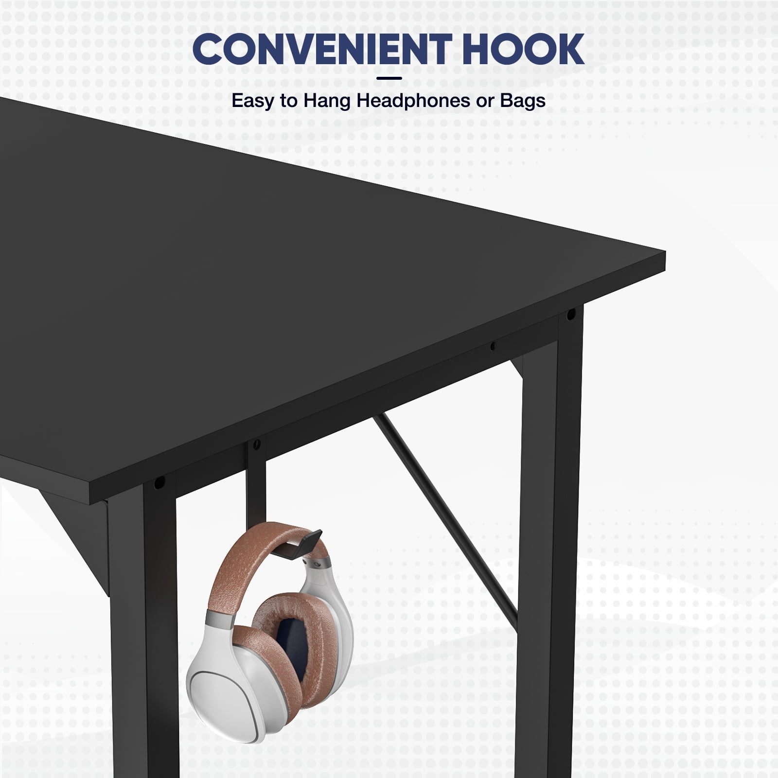 Aidoly 40inch Small Computer Desk Writing Study Work Office Table Modern Simple with Storage Bag and Hook for Home Bedroom, Black