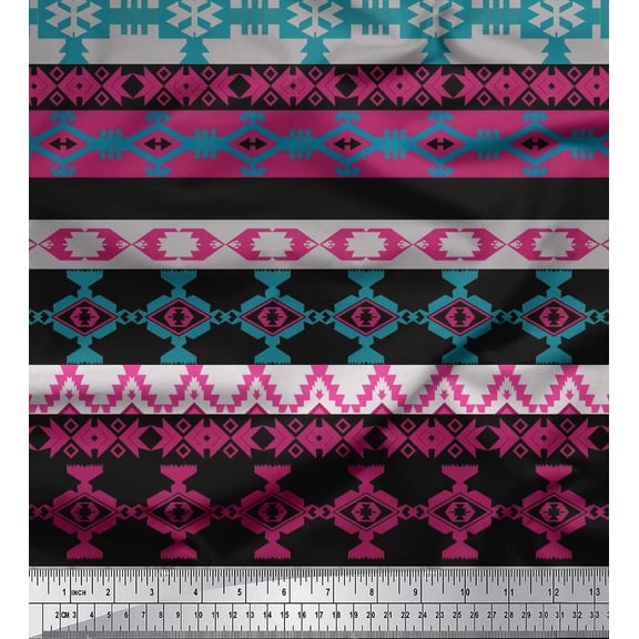 Soimoi Cotton Duck Fabric Ikat Southwestern Decor Fabric Printed Yard 42 Inch Wide