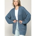 thumbnail image 5 of Made by Johnny Women's Kimono Long Sleeve Batwing Open Front Chunky Knit Cardigan Loose Sweater with Pockets S BLUE, 5 of 6