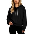 thumbnail image 2 of Women's Oversized Hoodies Fashion Hooded Long Sleeved Drawstring Hat Loose Short Sports Solid Color Sweatshirt, 2 of 7