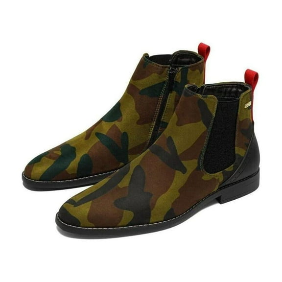 Men TAYNO Chelsea Chukka Micro Suede Soft Comfortable Boot Victorian Green Camo