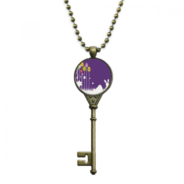 Pâques Festival Violet Clé Collier Pendentif Plateau Orné Chaîne