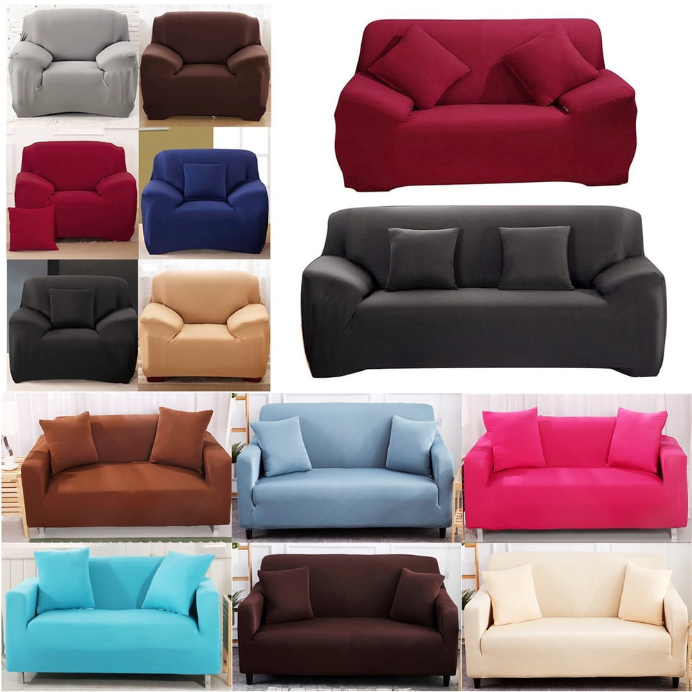 Solid Color Super Stretch Sofa Cover Recliner Lounge Settee Armchair Loveseat L Shape Couch Solid Color Super Stretch Sofa Cover Recliner Lounge Settee Armchair Loveseat L Shape Couch