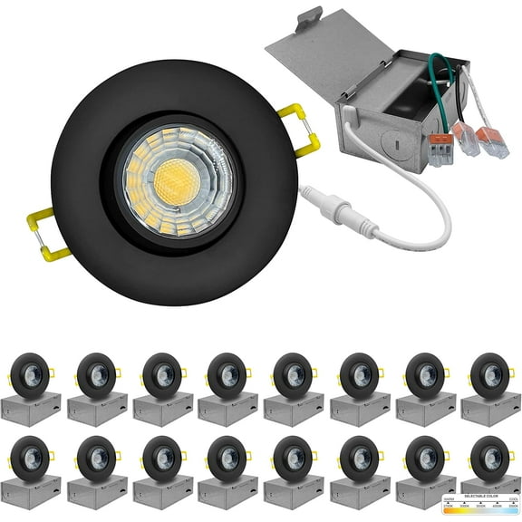 NuWatt 3 in. Canless Gimbal Ultra Slim 5CCT 8W New Construction LED Recessed Lighting Kit 16PK