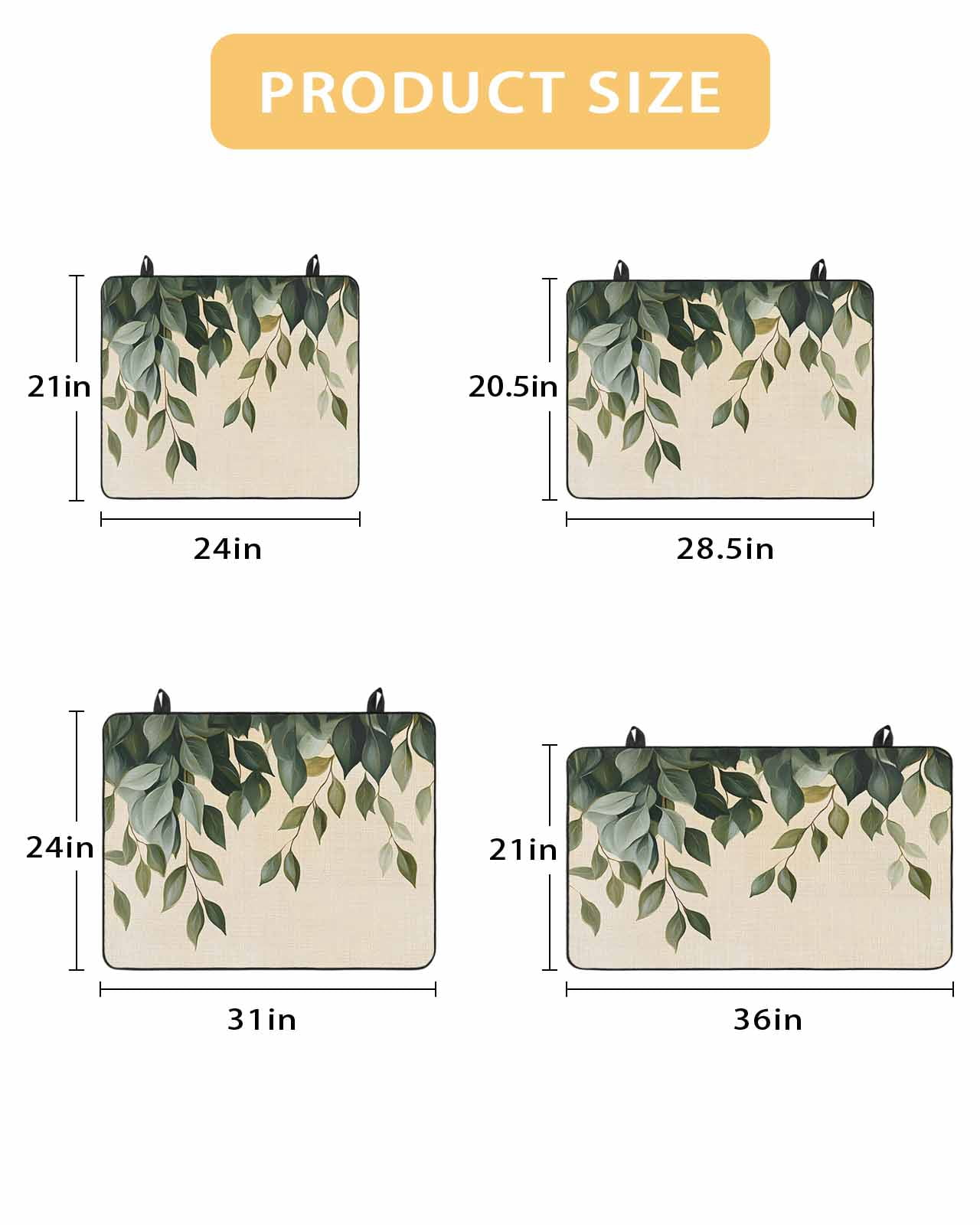nqOlkjepod Large Induction Cooktop Protector Mat 24"x21", Spring Leaves Stove Top Covers for Electric Stove, Pastoral Botanical Green Plants Decorative Stove Burner Cover Mats, Glass Top Stove Cover