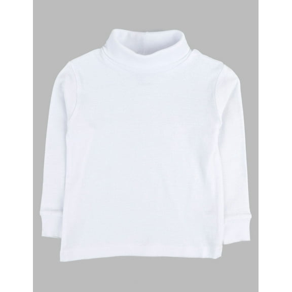 leveret girls boys & toddler solid turtleneck 100% cotton kids shirt (size 2 toddler, white)