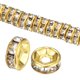 thumbnail image 1 of Paquete de 100 Cuentas Espaciadoras Rondelle, 0.24 Pulgadas/6mm Cuentas Sueltas de Cristal Checo Rhinestone [Tono Dorado], 1 of 6