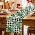 thumbnail image 5 of Green Monstera Leaves Table Runner 90 Inches, Black Check Tropical Summer Botanical Bed Runner Dresser Scarves Tabletop for Indoor Outdoor Parties/Ceremony/Banquet, 13" x 90", 5 of 9