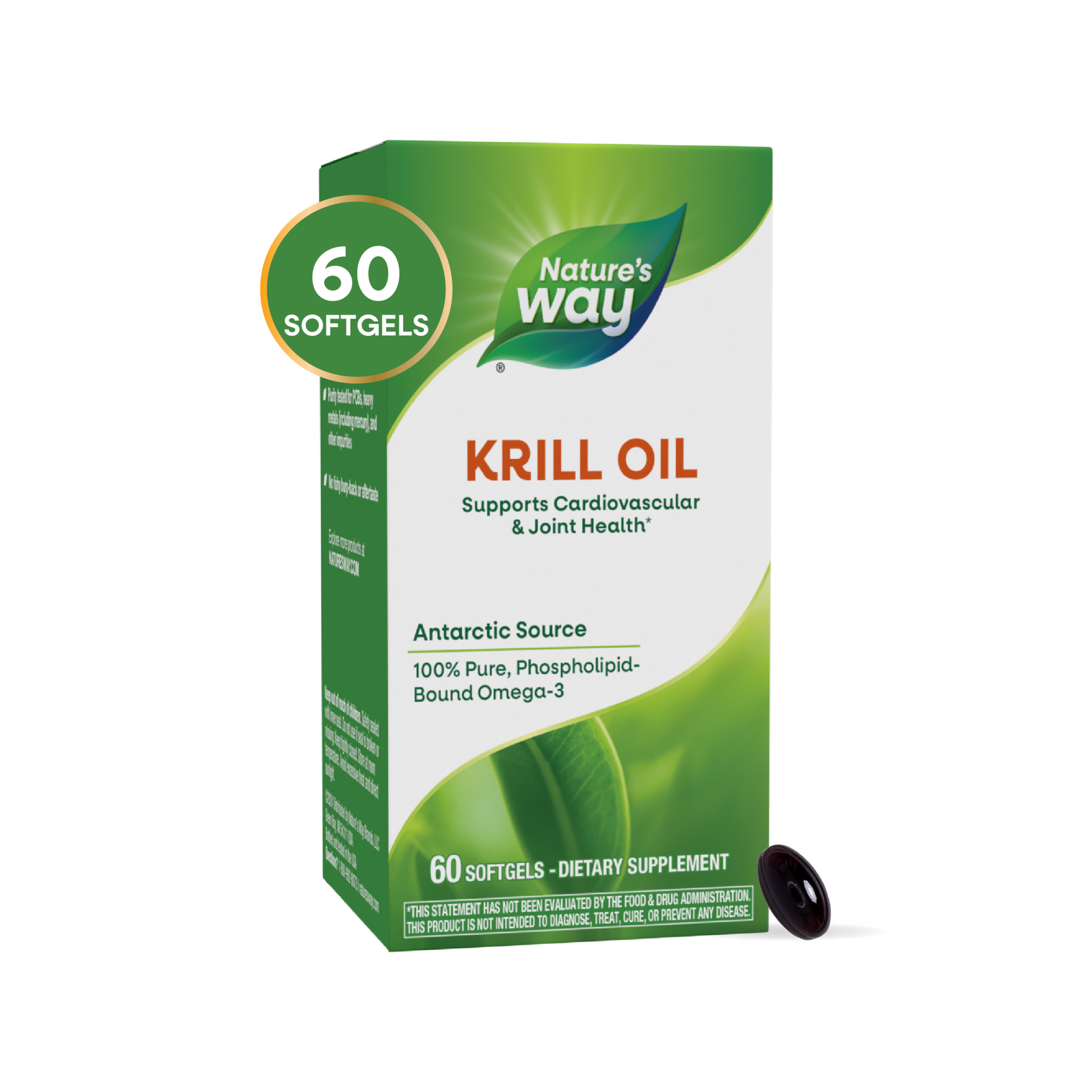 Nature's Way Krill Oil Softgels, Supports Cardiovascular and Joint Health*, Omega-3, Unisex, 60ct