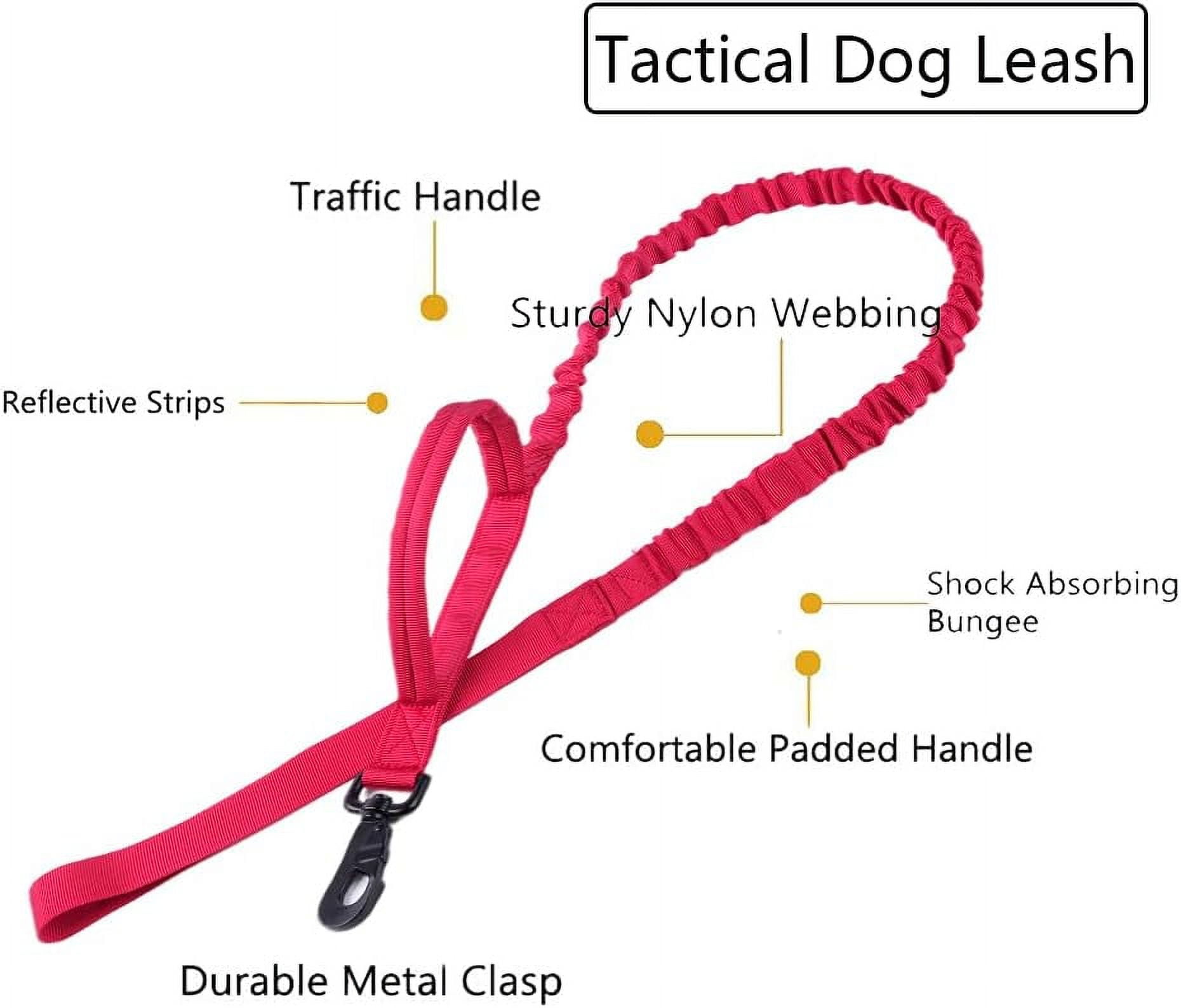 Tactical Dog Collar Military Dog Collar Adjustable Nylon Dog Collar Heavy Duty Metal Buckle with Handle for Dog Training (Red,L)