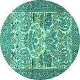 thumbnail image 1 of Ahgly Company Machine Washable Indoor Round Animal Turquoise Blue Traditional Area Rugs, 5' Round, 1 of 4