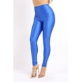thumbnail image 4 of Ofenti Shiny Leggings for Women High-Waist Neon Tights for Parties & Raves, SX Royal Blue, 4 of 8