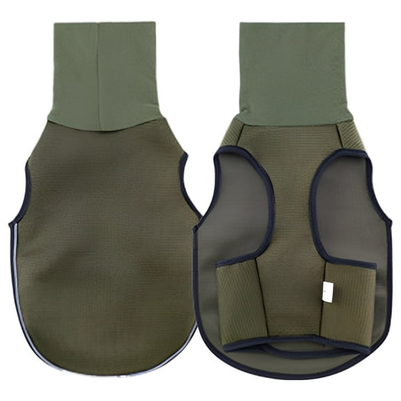 Dog Calming Vest M Size, Olive Green Calming Comfort Thunder Jacket, Two-Way High Collar & Reflective Strip Design, Chest 17.7-21.3 in / 45-54 cm