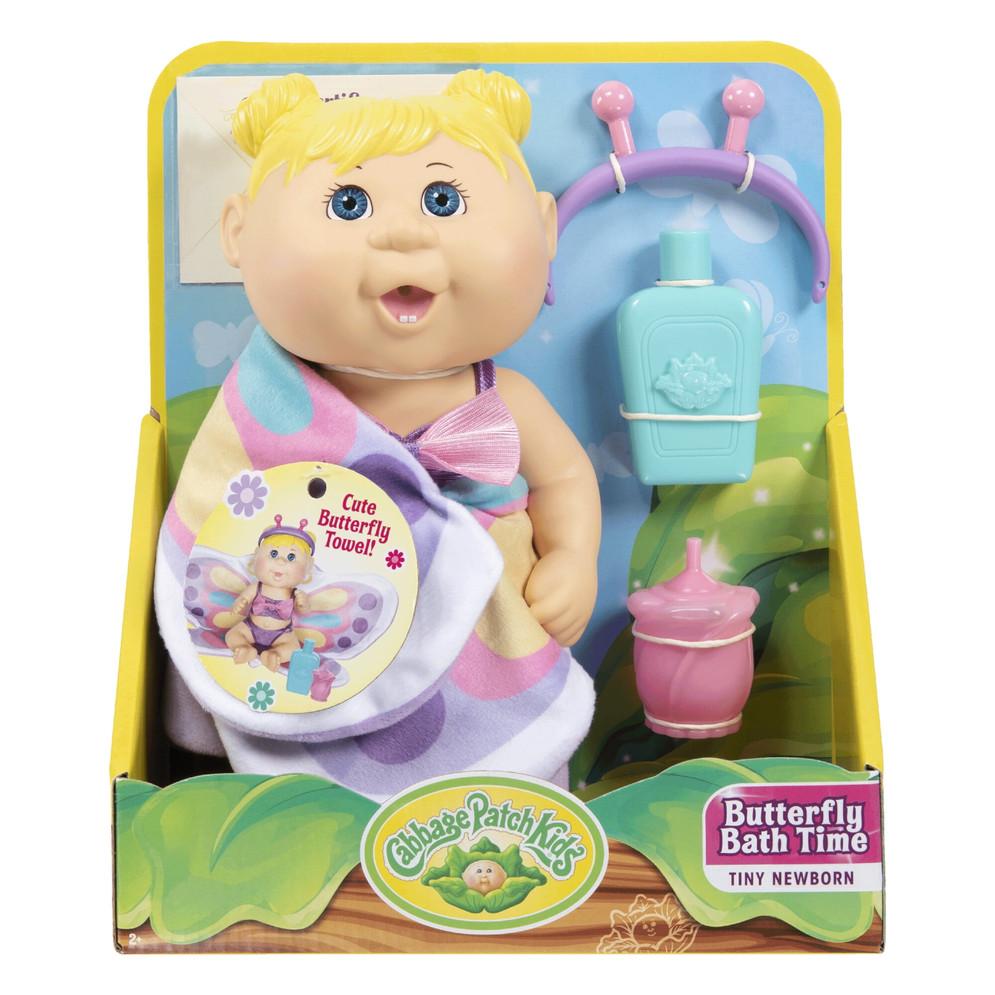 Cabbage Patch Kids Deluxe Tiny Newborn with Blonde Sculpted Hair (Butterfly Bath Time)(Blue Eyes) 6+