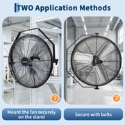20 Inch Wall Mount Fan, 4800 CFM 3 Speeds High Velocity Industrial Fan with 360° Tilt Head, IP44 Waterproof Heavy-Duty Aluminum Blades for Workshop, Warehouse, Greenhouse, Commercial