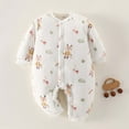 thumbnail image 2 of Newborn Baby Jumpsuit Snowsuit Onesie Cute Cartoon Winter Warm Cotton Fleece Hooded Romper Coats Outift Outwear for Gifts,White 3,5 Months, 2 of 3