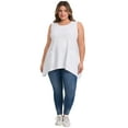 thumbnail image 2 of DARING DIVA Women's Plus Tank Top High Low Hem Casual Blouse with Pockets 1X White, 2 of 5