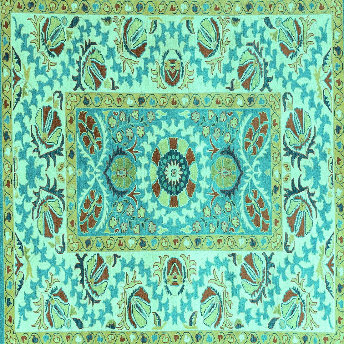 Ahgly Company Indoor Square Abstract Turquoise Blue Modern Area Rugs, 4 ...