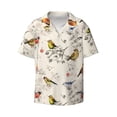 thumbnail image 2 of Lafuoo Little Birds Pattern Men's Cuban Collar Short Sleeve Shirt, Button-Down Resort Beach Pocket Shirt-X-Large, 2 of 6