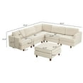 thumbnail image 5 of Modern Modular Sectional Couch,6 Seaters Sleeper Sofa Upholstered Corduroy Free Combination Sofa (Beige), 5 of 10