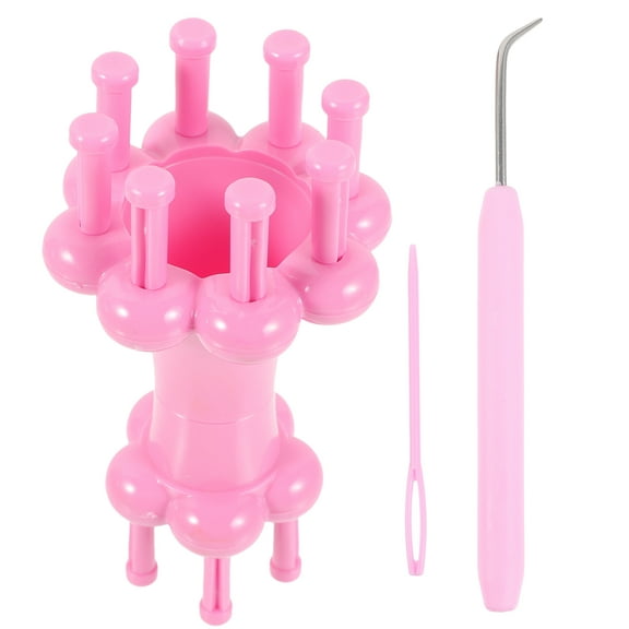 HOMEMAXS 4 Sets  Knit Spool Loom French Knitter Yarn Cord Rope Knitting Weaving Tool with Crochet Hook