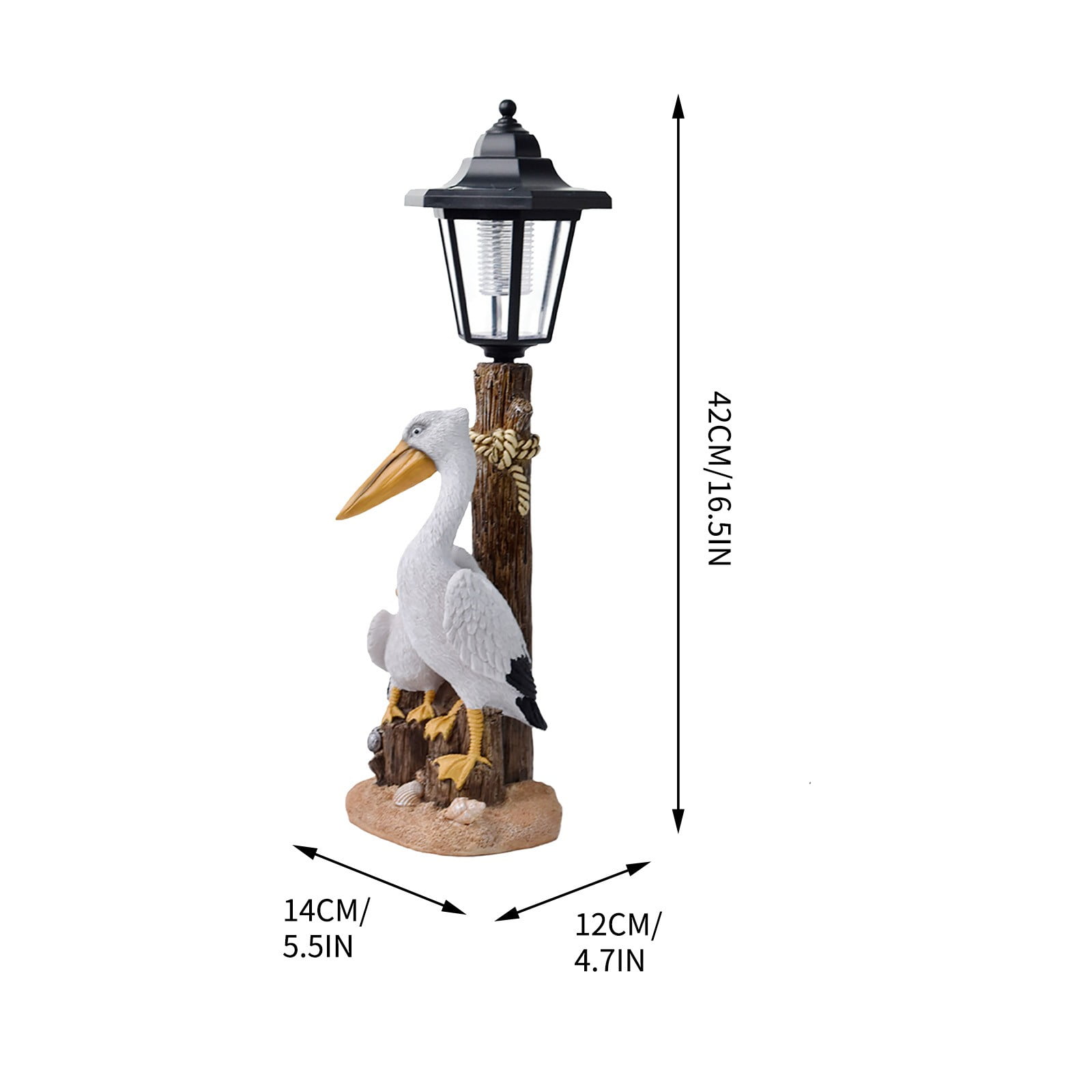 YardVibe Pelican Garden Statue with Solar Lantern - 16.5“ Large Outdoor Solar Lights Pelicans Figurine for Outside, Yard, Patio, Lawn Decor, Housewarming Gifts for Women, Mom