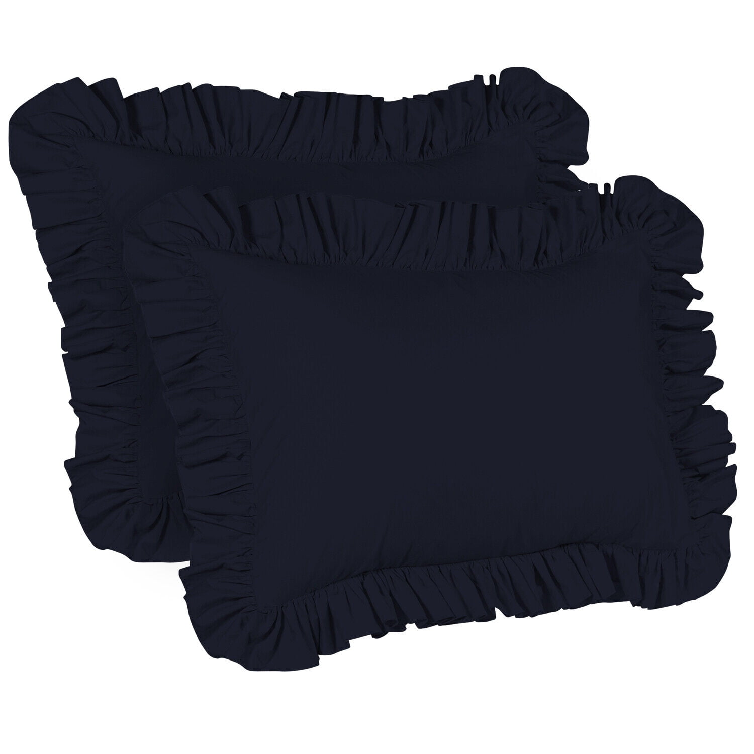 Ruffle Pillow Case King Pillow Sham (Navy), Ruffle Pillow Cover, Set of 2. By Blissford