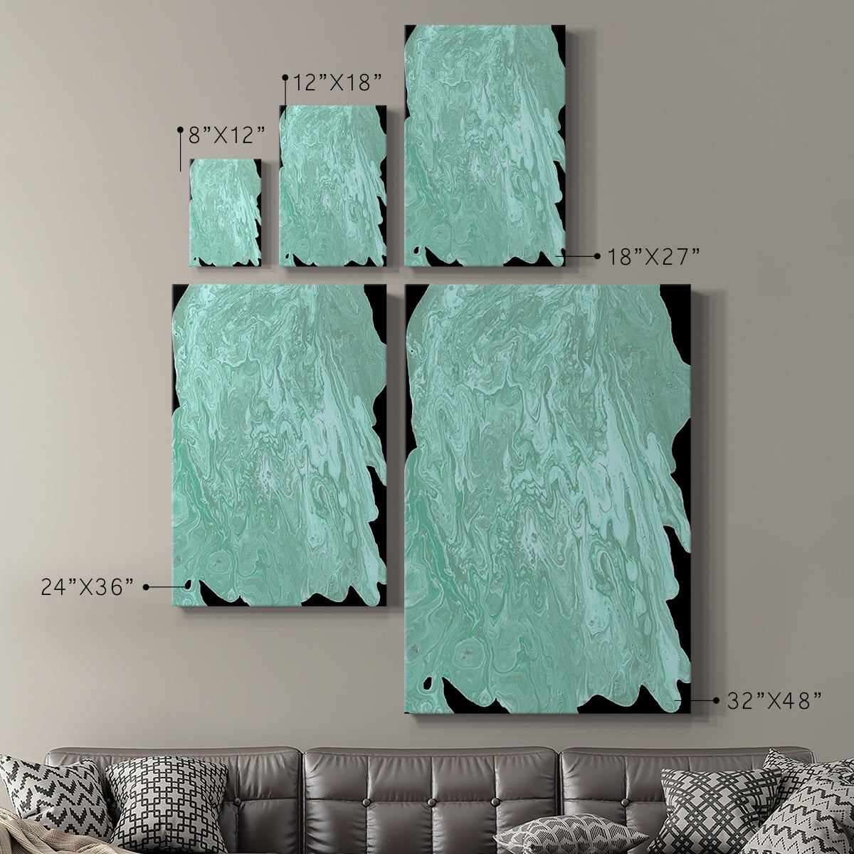 Teal Cascade II Premium Gallery Wrapped Canvas - Ready to Hang