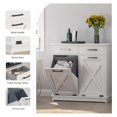 thumbnail image 3 of White Double Tilt Out Laundry Hamper Cabinet Laundry Basket Cabinet Laundry Hamper with 2 Drawers & 2 Baskets for Bathroom,30x30x16in（Barn Door Panel）, 3 of 3