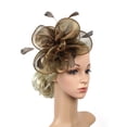 thumbnail image 3 of Vintage Veil Fascinator Hair Clip Headband for Women, Tea Party Wedding Guest Hair Accessory, Retro Cocktail Bridal Shower Hairpiece, 1pc - Coffee, 3 of 4