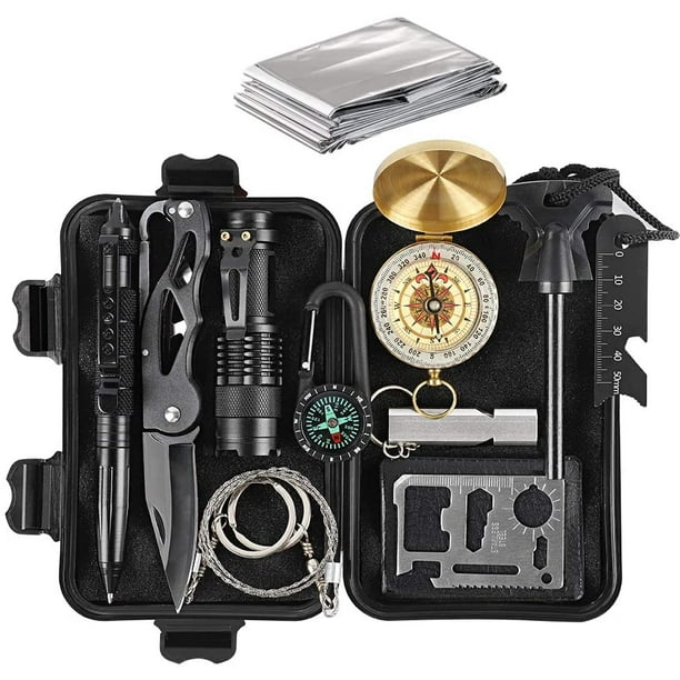 Survival Gear Kits, 12-in-1 Outdoor Emergency Survival ...