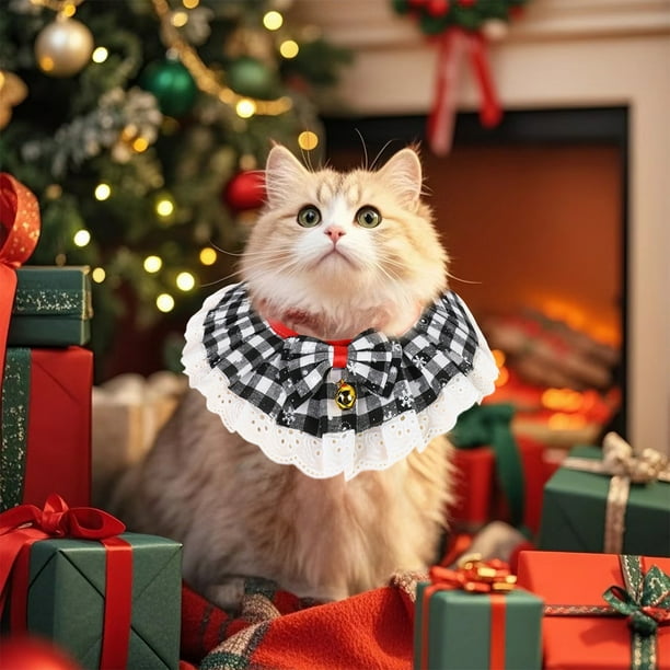 Christmas Cats Collar Scarf Braideds Decoration Necklace Bow Tie Bells Pet Winter Accessories Necklace Holiday Decoration