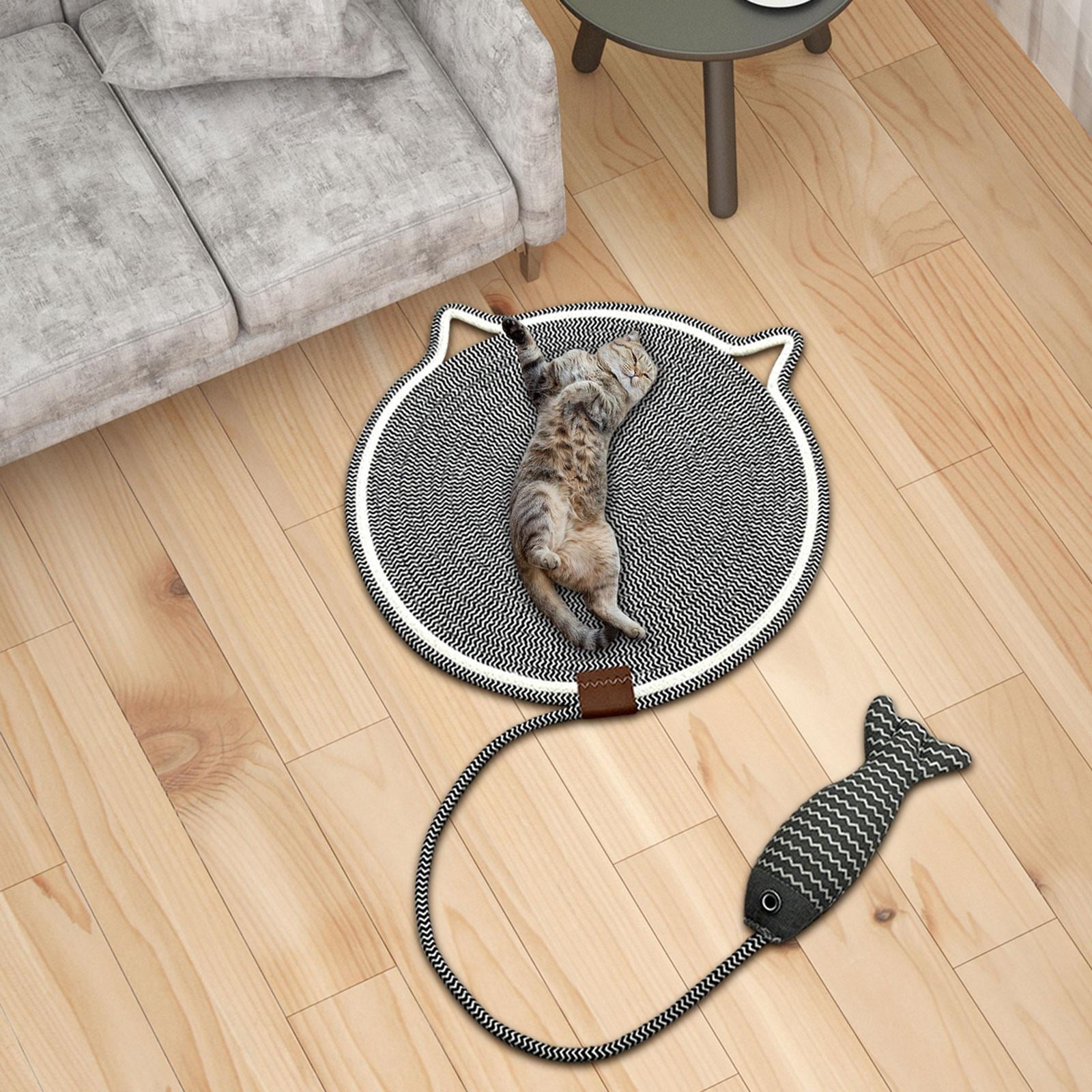 Bvdfgk Cat Scratch Mat Cat Scratch Pad with Fishy Ball Toy Horizontal Cats Sleeping Mat L