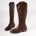 thumbnail image 6 of Plus Size Women's Mid-Calf Boots Back Zipper Slip-On Chunky Mid Heel Comfortable Wide Calf Boots for Daily, 6 of 8