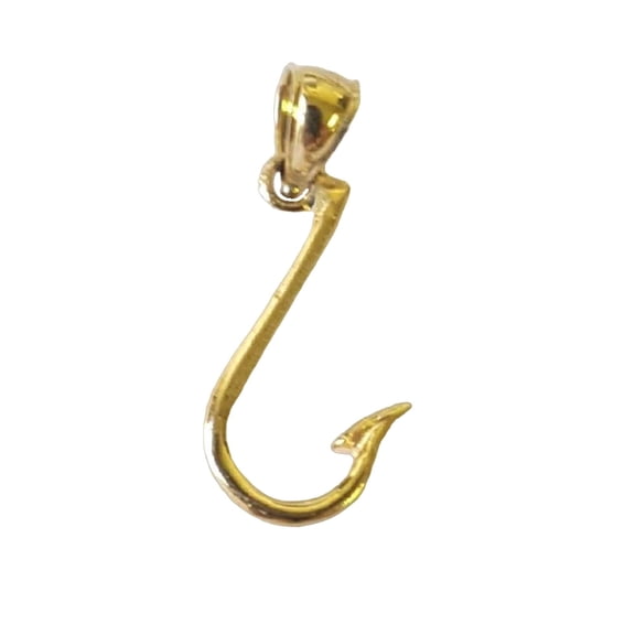 14K Yellow Gold Fish Hook Pendant