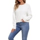 thumbnail image 4 of Suéter básico de manga larga de cuello redondo para mujer Inspire Chic, suave, de otoño, talla XS, color blanco, 4 of 6