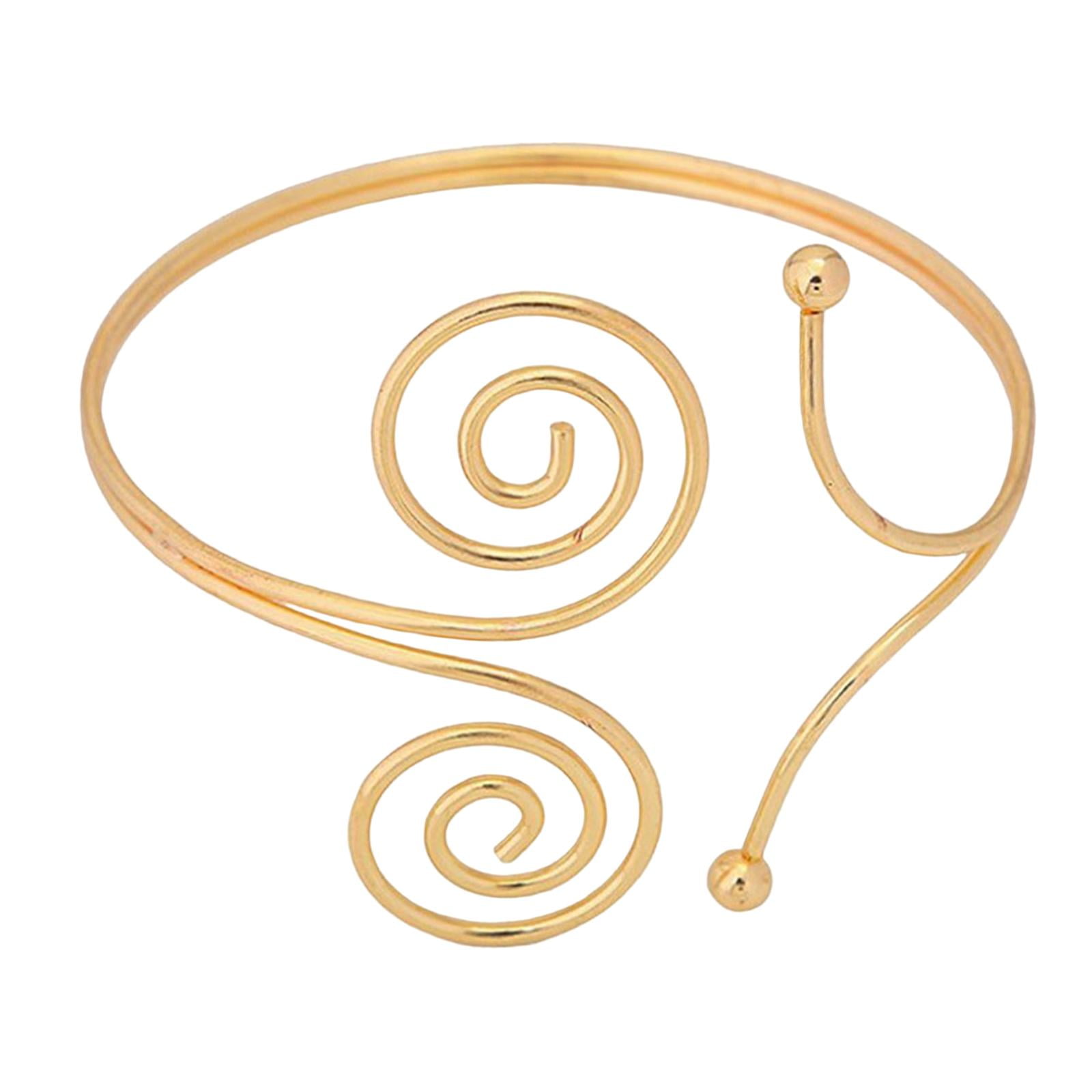 Swirl Boho Upper Arm Cuff Bracelet Bangle Open Armlet Adjustable for Festival Wedding