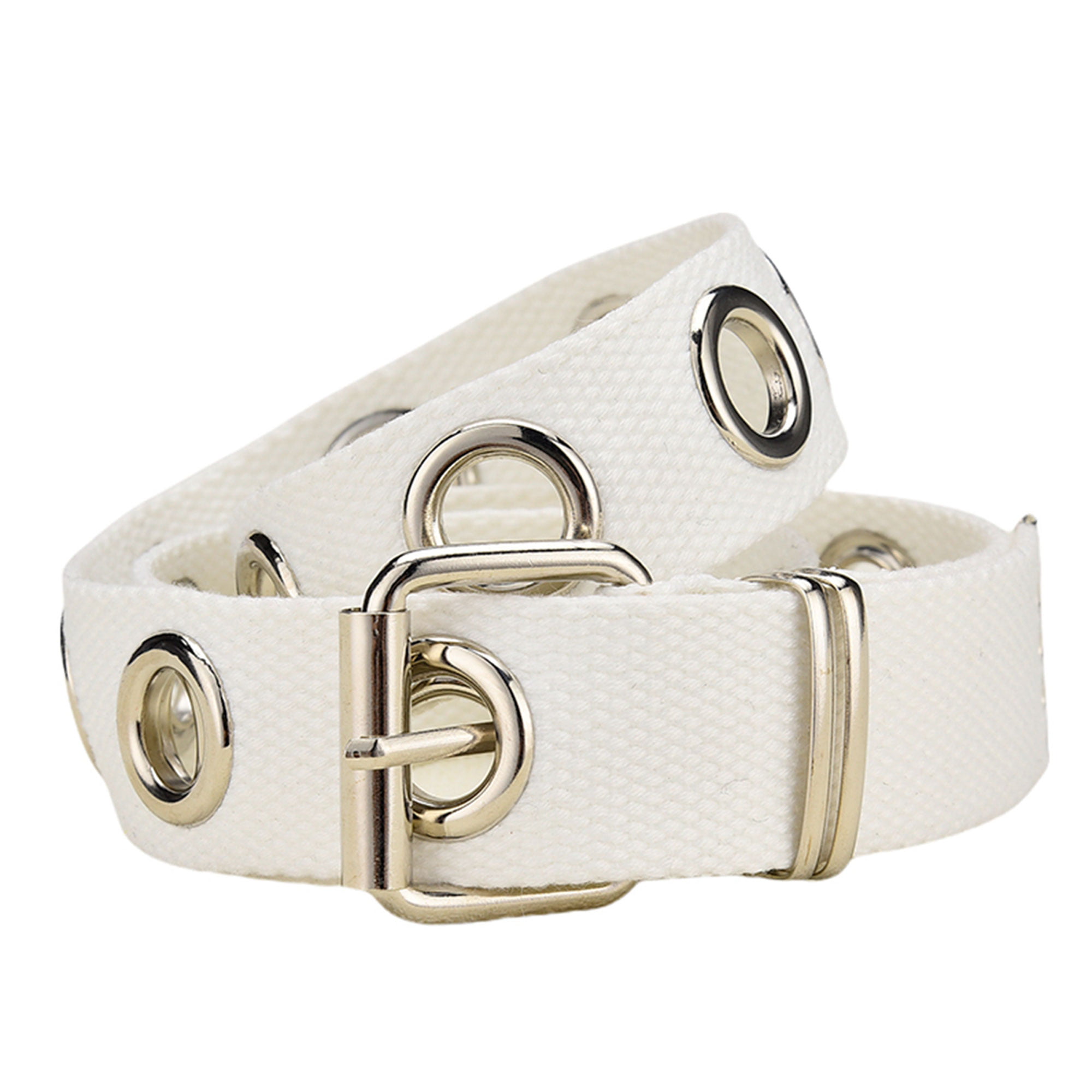 B-102 Unisex Row Grommet Bonded Leather Belt with Metal Buckle Style 